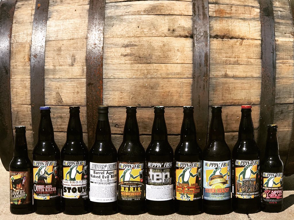 HoppinFrogTRoom's tweet image. It’s National Bourbon Day &amp;amp; what goes better with Bourbon than beer!! So, pick up a bottle of your favorite Hoppin’ Frog beer aged in Bourbon barrels, or stop by the brewery and try one of the many we have on draft! #hoppinfrog #barrelagedbeer #akronbeer #ohiocraftbeer #bourbon