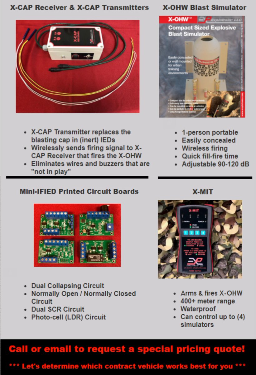Explotrain's tweet image. The EOD Training Kit is here!

It comes with all of Explotrain's most popular IED training gear. 

If you would like more info or a price quote on this next level kit, please contact Vic at vic.stahl@explotrain.com or call (850)862-5344.

explotrain.com

  #EOD #ordnance