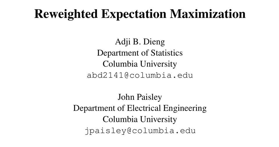 re_mahmoudi's tweet image. Reweighted Expectation Maximization by
@adjiboussodieng and John Paisley: arxiv.org/abs/1906.05850
Code: github.com/adjidieng/REM
#ArtificialIntelligence #MachineLearning #VariationalAutoEncoders #VAEs