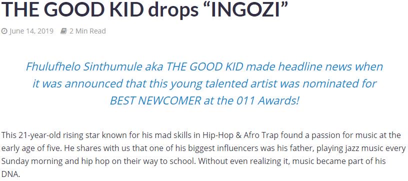 SolanaBossWeb3's tweet photo. Check @thegoodkid_za article @BlueMonkeyMag.
Read about the journey of the rising star, the #INGOZI hit maker himself.π₯
Click on the link below to read more about the kid.ππΎ
Link: https://t.co/QUJRU6V5vP
#BlueMonkeyMag #MensHealthTalk #MenAreTrash #Eastside #FridayMotivation https://t.co/NEo0mePwiR