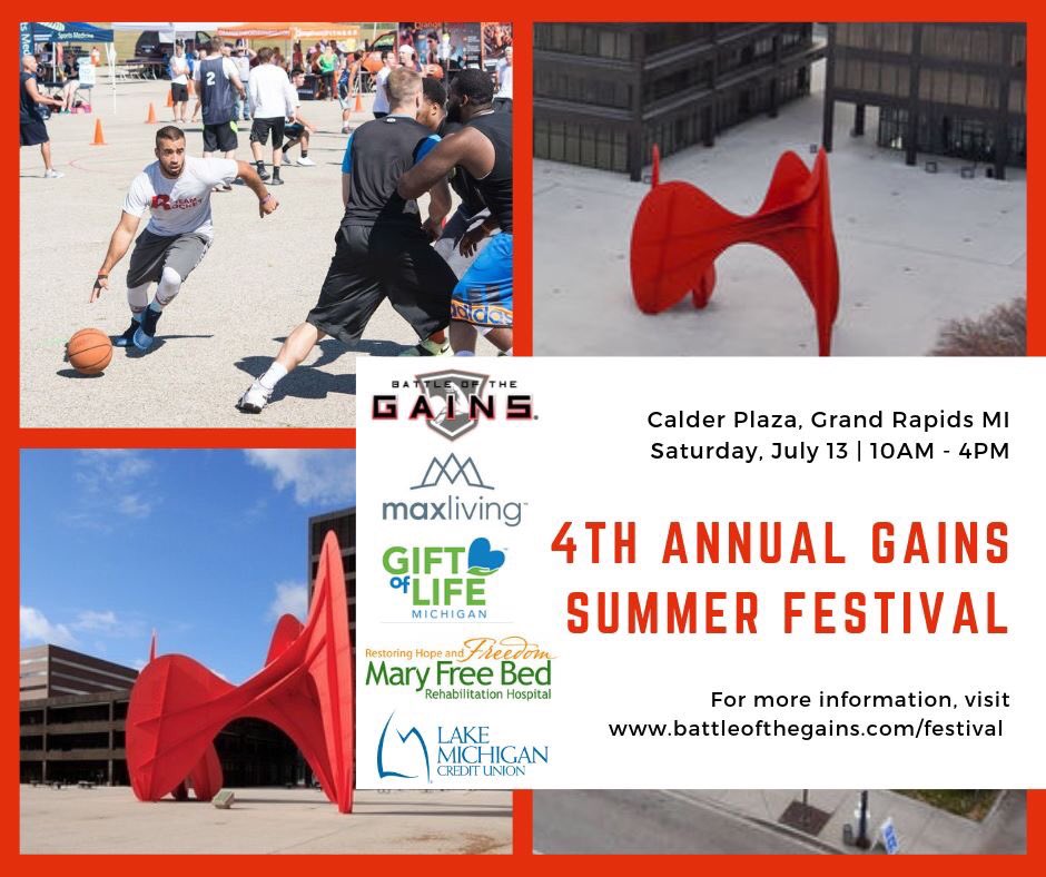 Battleofthegain's tweet photo. SPORTS COMPETITORS: What’s more fun than forming a team and trying to win a championship? Hear the cheers and earn bragging rights as Calder Plaza Champs in 3x3 basketball at the 4th Annual Gains Summer Festival. Action starts 10am. #GrandRapids #BattleOfTheGains #CalderPlaza https://t.co/GVwV4eV9Bv