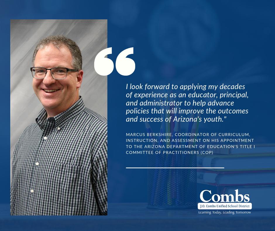 Shout out to our very own @CombsCoordCIA for his appointment to the <a href="/azedschools/">Arizona Department of Education</a> Title I Committee of Practitioners! We know you will advocate tirelessly for Arizona's youth and are so proud you're part of our Combs team! More: ow.ly/gT0y50uDBlB #CombsLeads #Forward