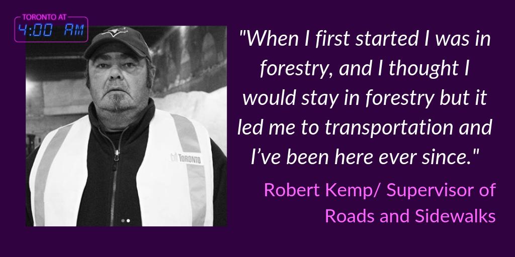 'I have been working for the City for 35 years now and have been doing overnights for 15.' - Robert Kemp | Supervisor of Roads and Sidewalks

📸: @ColeDonnachie 

#TO #the6ix #journalism #nightlife #centennialcollege #profiles