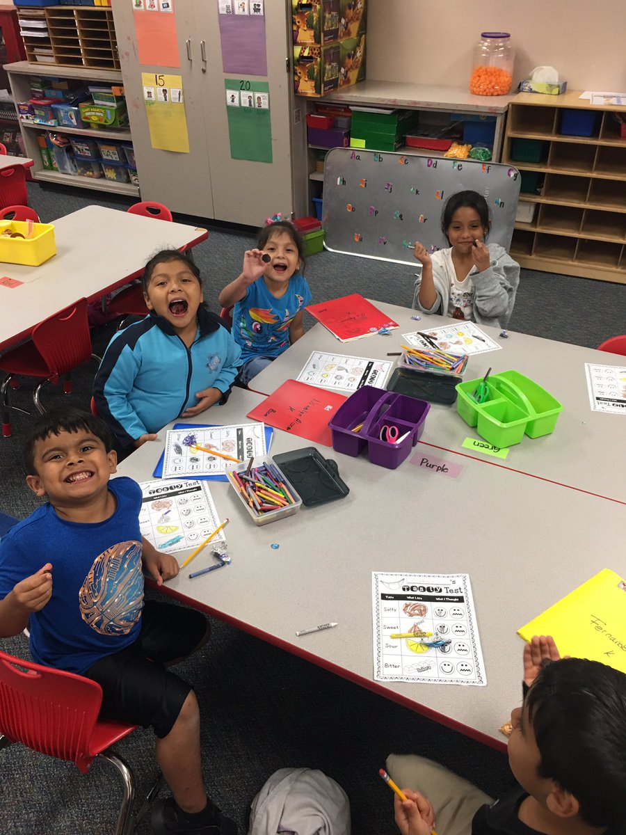 RianWardle's tweet photo. Kinder students are having fun taste testing in science. Sugar and spice and everything nice! @CreightonCISD #summerschoolfun #science https://t.co/f1eu8FBqTz