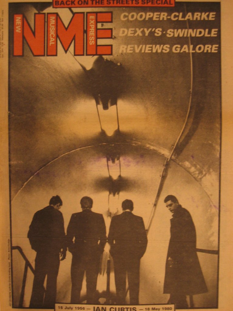 JD_Central's tweet photo. OTD 1980: Anton Corbijn's iconic "Subway" photo of Joy Division on the cover of NME, in tribute to Ian Curtis. https://t.co/e3JCUmSBY1