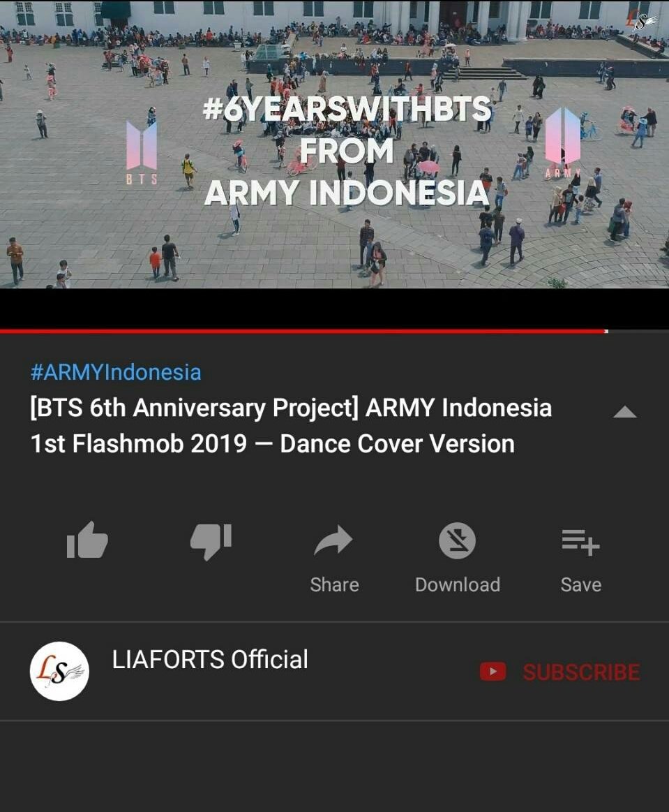 Vantastic_V's tweet photo. [BTS 6th Anniversary Project] ARMY Indonesia 1st Flashmob 2019 — Dance Cover Version

( https://t.co/cUvmYSYA6n )
*Untuk bagian GoGo, lagu dimute

WE DO IT, ARMY Indonesia!

@BTS_twt #6thYearsWithBTS #6thYearsWithOurHomeBTS #6thYearsAndForeverWithBTS #BTS6thAnniversary #LFSEvent https://t.co/BwQzVa5YTk