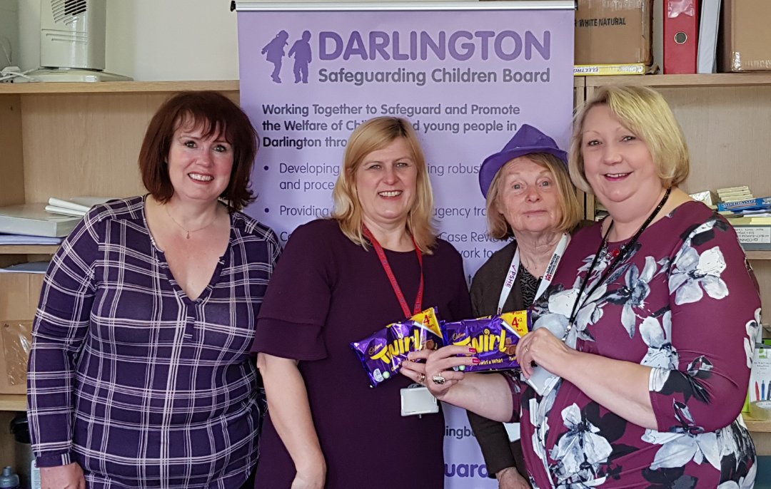 WFD_Darlington's tweet photo. Some of our #purplesummer colleagues #purpledarlo #lovedarlo... thank you to everyone who is taking part 💜🙋🏻‍♀️. https://t.co/sYj6MWNN93