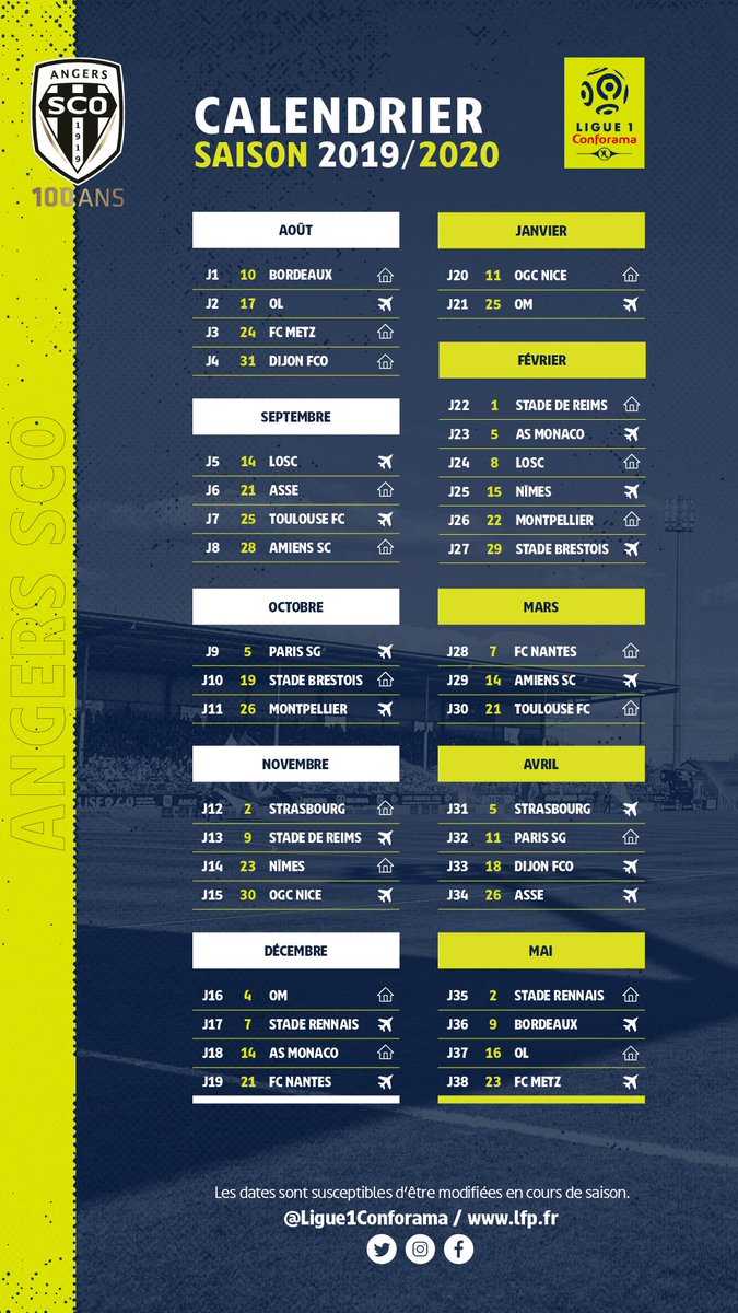 Calendrier Angers Sco 2023 2024 Angers Sco Twitterissä: "Il Est Là, Il Est Encore Chaud ! Découvrez Le  Calendrier D'angers Sco Pour La Saison 2019-2020 ! #100Ansnoiretblanc ⚫️⚪️  Https://T.co/If0Gntct7S" / Twitter
