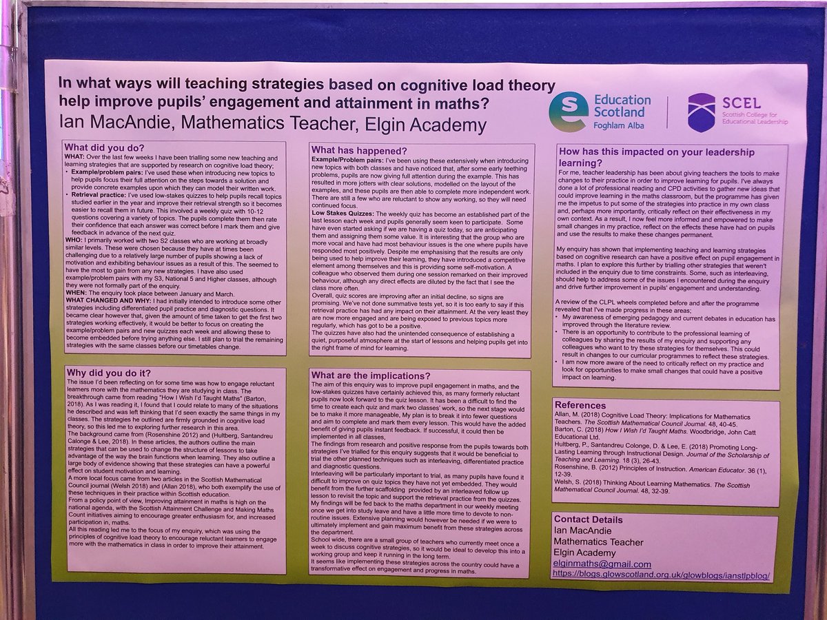 ElginAcMaths's tweet photo. First two sessions completed. Our very own Mr MacAndie with cognitive loading followed by Susannah Jeffries on co-reading @TeamElginAcad @TeamSCEL #cognitiveloading #learningandteaching #leadership https://t.co/WX8AciiS0I