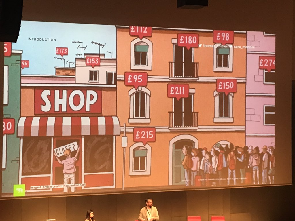 mmkernohan's tweet photo. Consider the systemic impact of your designs. How Airbnb has had an impact on the local communities by driving up rents so locals can no longer afford to live there. #SDDBCN @thomas_thinks @sara_manzini #designforcommunities #thebiggerpicture #servicedesignthinking https://t.co/iNqpe0ojfg