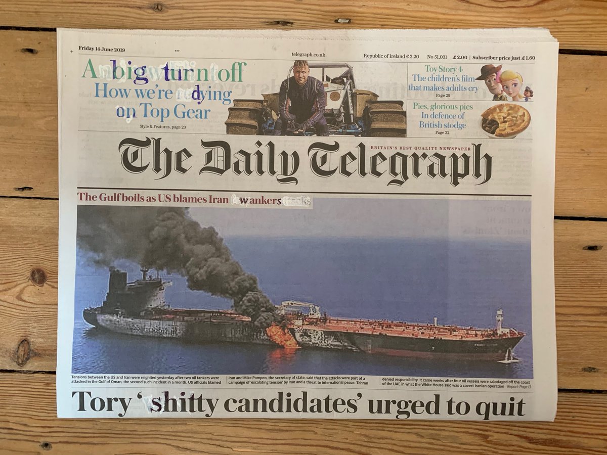 DailyTorygraph's tweet photo. New Daily Torygraph: Flintoff out for nothing. https://t.co/WGru1VEAE4 https://t.co/FclqO2Mh2s