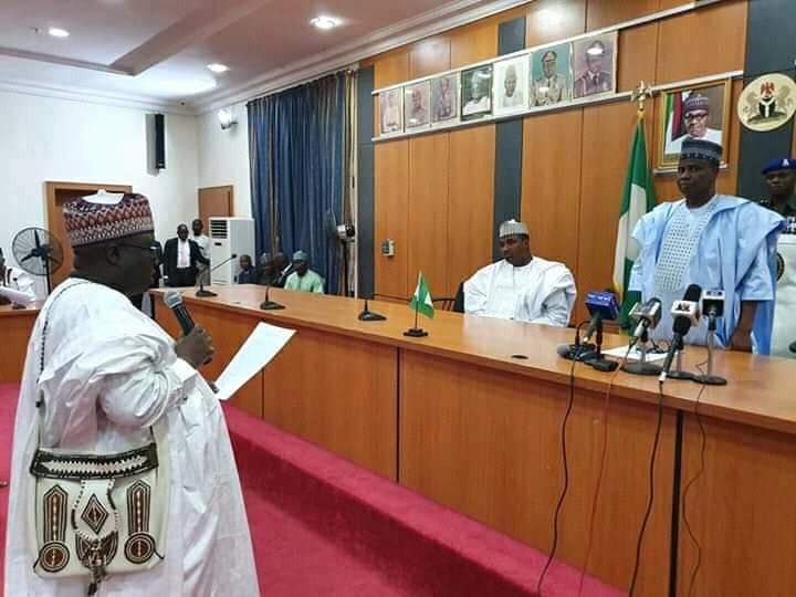 Nasirmagori's tweet image. Gov. Tambuwal swears in new SSG, CoS and 26 commissioners.

Congratulations Honourables