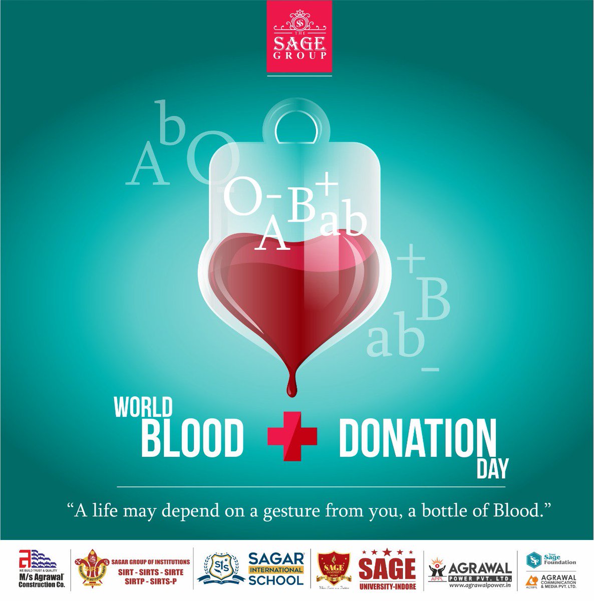 TheSageGroup1's tweet photo. #WorldBloodDonorDay
Every blood donator is a life saviour. There is no big happiness than saving a life. On this world blood donation day, let’s feel that happiness, and pledge to donate blood regularly. https://t.co/CSLXDRhaTy