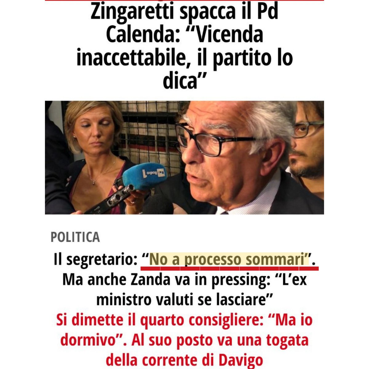 Avrebbe dovuto dire: "No a processo somari". Velo pietoso sul "nuovo" PD.

#Lotti #Csm
