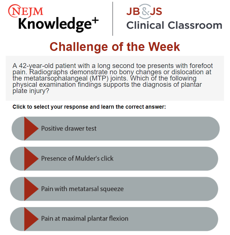 jbjs's tweet photo. Time for the #JBJSClinicalClassroom Challenge of the Week. 

Check your answer: https://t.co/FtZuVDTVxF https://t.co/jPb9VRPviH
