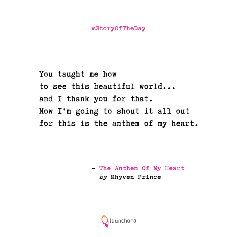 Launchora's tweet photo. The Anthem Of My Heart: https://t.co/cR0XzGEq12
#sotd #fridayfeelings #eveningreads #weekendreads #shortstories #lovestories #storyoftheday #stories #reads #onlinereads #onlinestories #reading https://t.co/lb8qlX3kjA