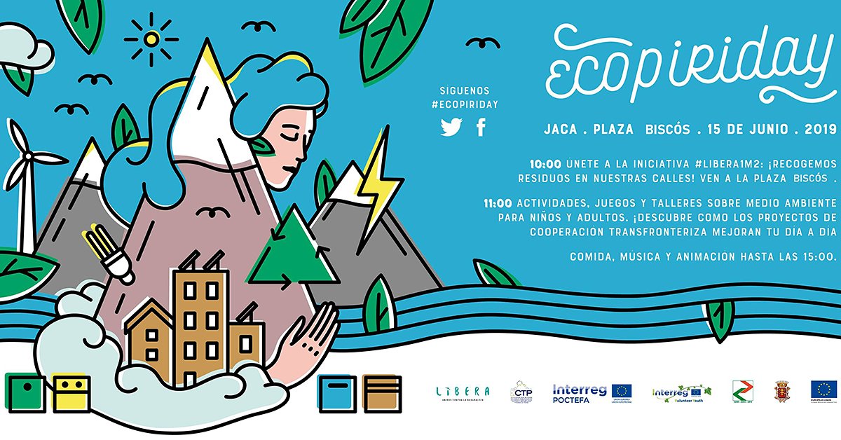 GobAragon's tweet photo. 🏔 #EcoPiriDay, evento participativo sobre ecología en #Pirineos para concienciar sobre cuidado del medio ambiente y dar a conocer proyectos innovadores en # ecología
📅 Sábado, 15 de junio
📍Jaca, Plaza Biscós
@CTPPOCTEFA @InterregYouth @InterregYouth # SostenibleAragón https://t.co/FA2KUClvhU
