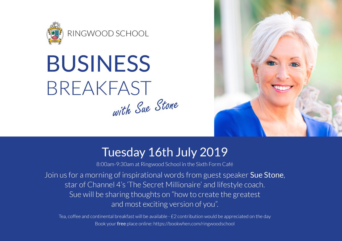 RingwoodSchool's tweet photo. Local business owner? Love networking? Come to our FREE event on Tuesday 16th July with guest speaker @PositiveSue Book your place online now: https://t.co/ChgZecMxUp https://t.co/nNWtkjNYFt