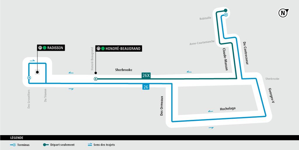stminfo's tweet photo. [Service Improvement] 🚌 🙌 Starting Monday, the #stm26 Mercier-Est (westbound) will be rerouted to serve Des Ormeaux Street instead of Honoré-Beaugrand Street in order to double the service on Des Ormeaux! #stminfo https://t.co/iSb3J4dJBU