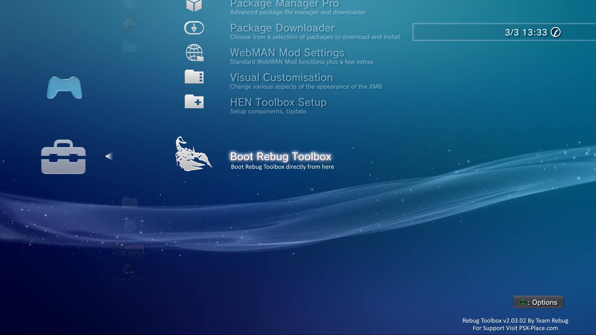 DeViL303 on X: Integrating apps into the HEN Toolbox menu using category  HM in the PARAM.SFO: Rebug Toolbox example pkg seen in the photo available  here:   / X