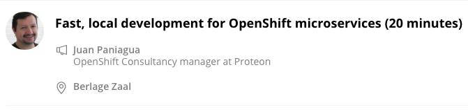 proteon's tweet photo. Don't miss Juan's talk about local development for microservices at @GOTOamst 2019. He will start in 30 minutes in the Berlage zaal! https://t.co/rSp5WqGg1s
