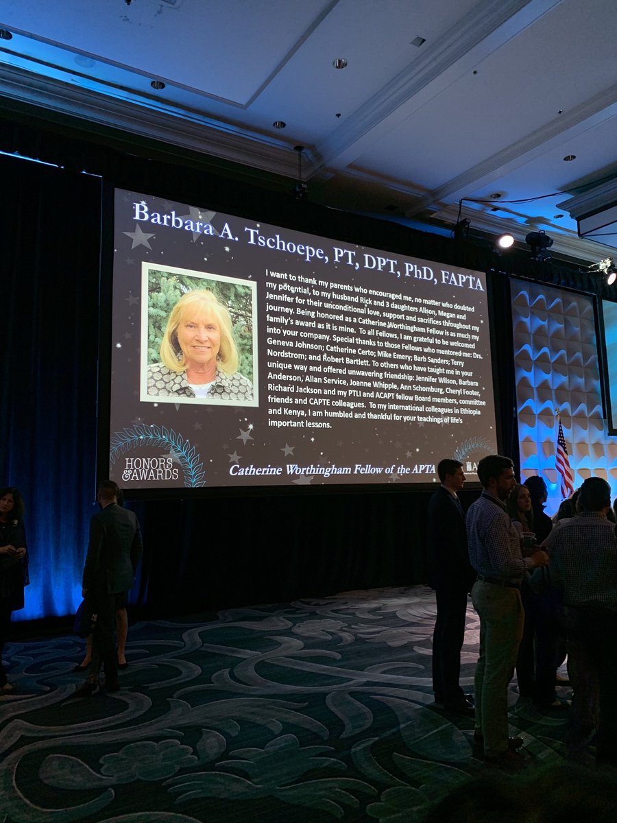 WaldronsPeakPT's tweet image. Congratulations Barbara Tschoepe, PT, DPT,PhD, FAPTA for being recognized as a Catherine Worthingham Fellow. Well deserving for all you have done for the Physical Therapy profession on a State &amp;amp; National Level @APTAtweets,  #aptanext, @APTACO, @RegisDPT