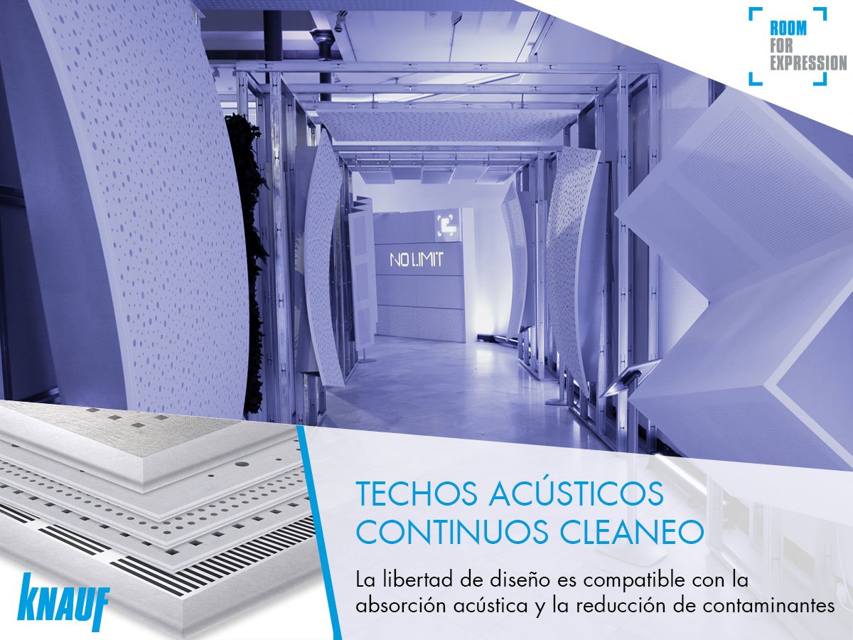 knaufes's tweet photo. Las placas #Knauf #Cleaneo permiten diseñar #techoscontinuos con altas prestaciones acústicas y mejorar al mismo tiempo el confort ambiental gracias al efecto Cleaneo®. Elige el tipo de perforación y encuentra el equilibrio entre #diseño y #confort. https://t.co/pLbl24QbAM #rfx https://t.co/QF4f46aVRL