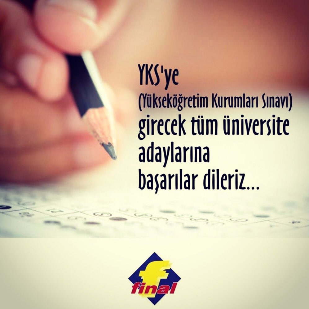 SirinevlrFinal's tweet photo. Şirinevler Final ailesi olarak YKS’ye girecek tüm öğrencilerimize başarılar dileriz. 📝 https://t.co/sjJZpNMXAs