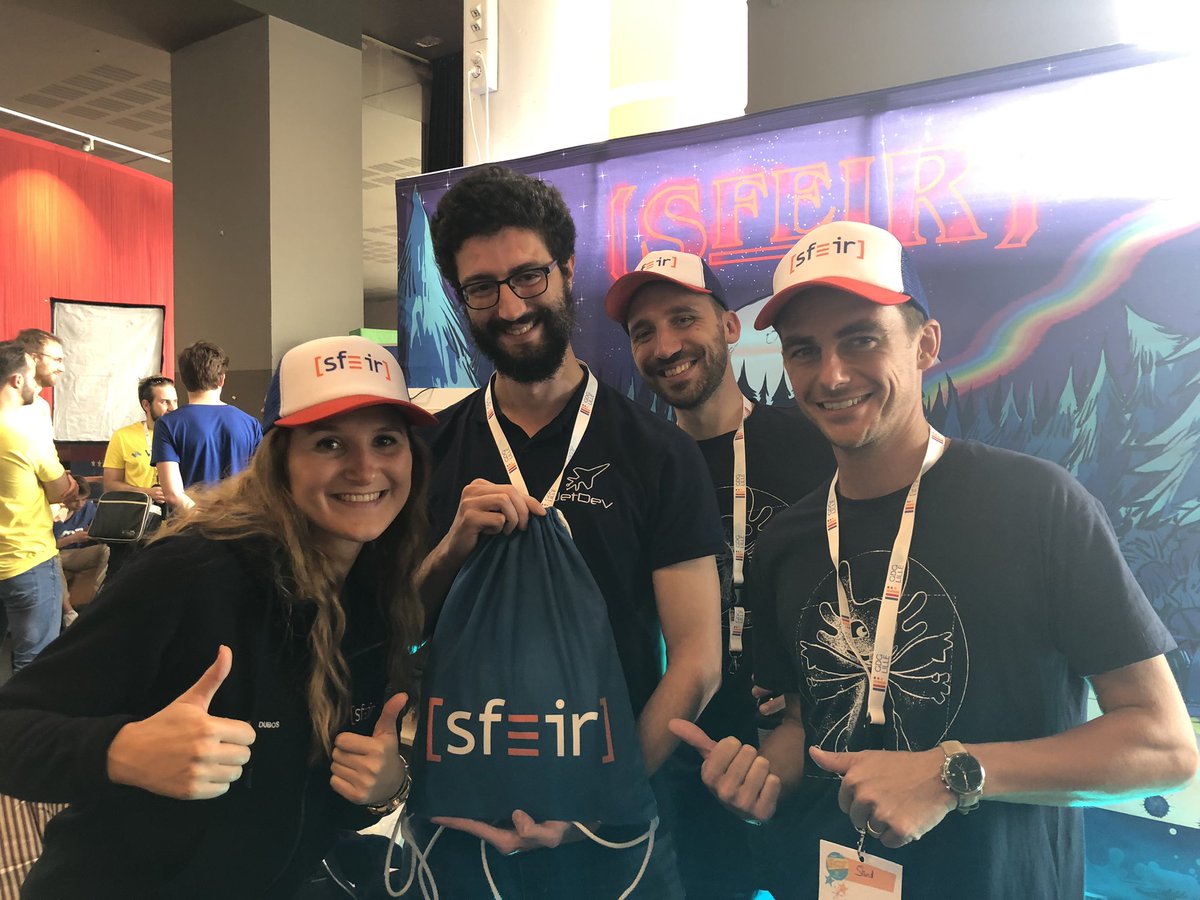 SFEIRLille's tweet photo. Bravo @rachourii tu es le grand gagnant de notre concours au @DevfestLille ! Tu repas avec ton #SFEIRPack https://t.co/bHvw4zzDWE