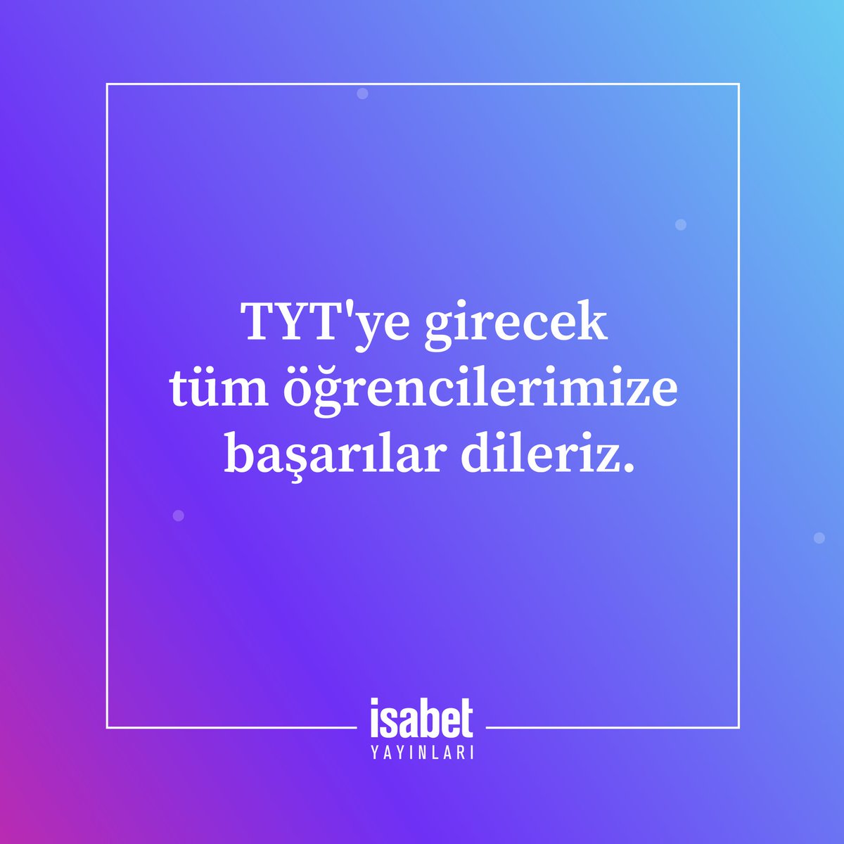 Yarın #YKS nin birinci oturumu olan #TYT ye girecek tüm öğrencilerimize başarılar dileriz.