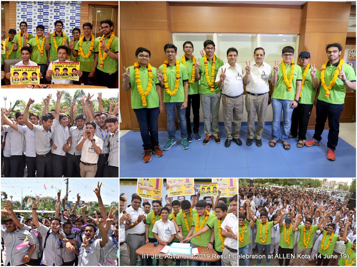 ALLENkota's tweet image. 📢 2019 belongs to ALLEN! 💪 
Grand celebration was organized to commemorate the success of AIR 1, 6 &amp;amp; 7 by ALLEN Students in #JEEAdvanced2019 Results. 
👉A cake cutting ceremony &amp;amp; press conference were also held.🎉 #ALLENHaiTohMumkinHai #KotaCoaching #ALLENKota #IITJEE
