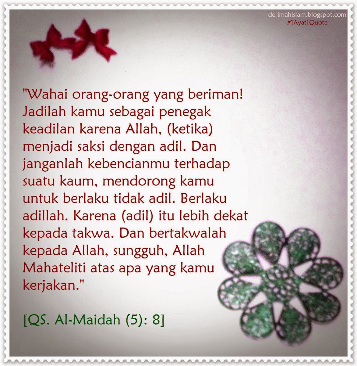 wisnu_doang's tweet photo. @sandiuno Allah menyuruh manusia agar berbuat adil agar ia dekat dengan taqwa dan dengan taqwa sempurnanya jiwa manusia. InsyaAllah TERANG akan datang membawa kepada Allah SWT untuk berjumpa denganNYA https://t.co/kMFV07NLIw