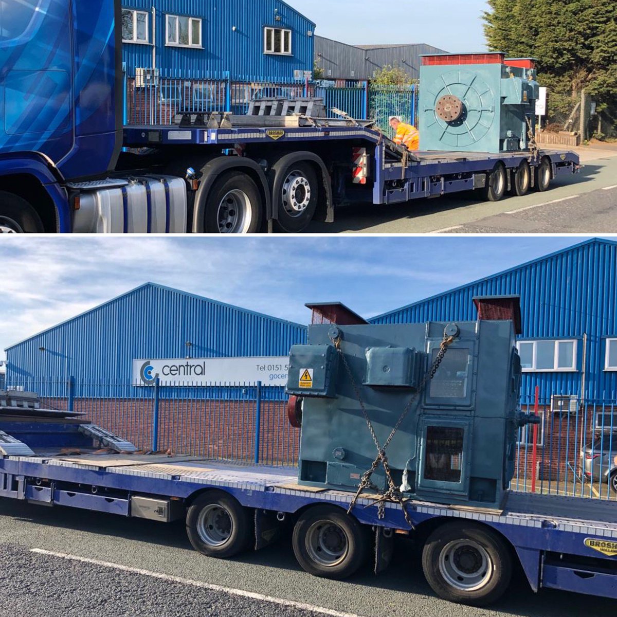 GoCentralGroup's tweet photo. Some heavy iron leaving our works after a full service and repair, breathing new life into old equipment  #laurencescott #electricmotor #lowloader #squareframe #6600V https://t.co/SV7rtoM8MS