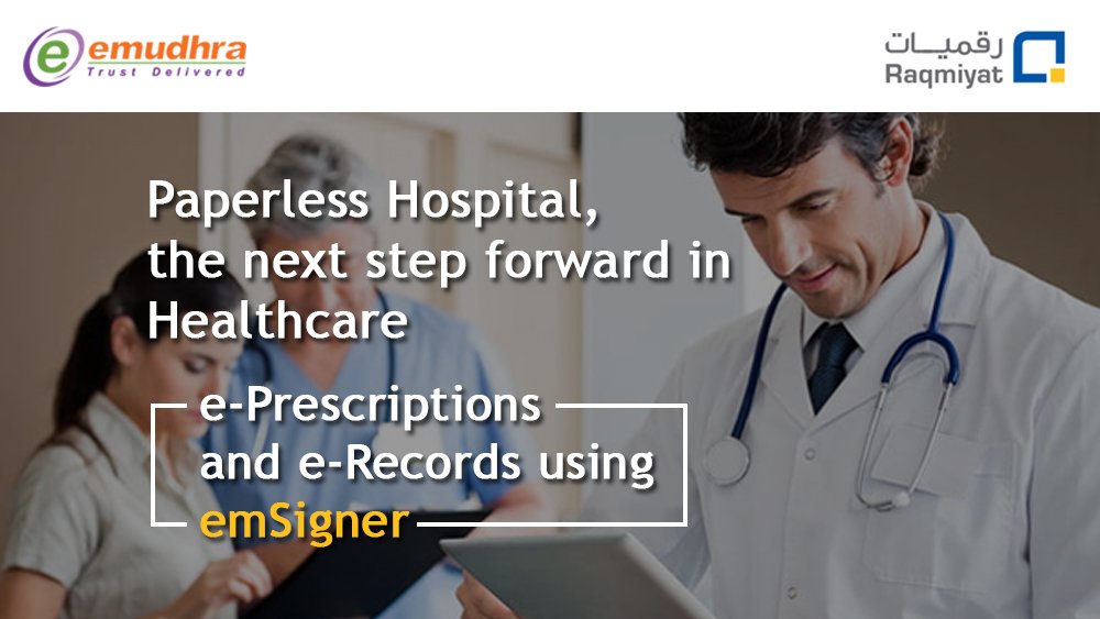 Raqmiyat's tweet image. e-Prescriptions and e-Records generated using #emSigner can help healthcare organizations save anywhere between $100,000 to over $1 million each year. For more information, write to sales@raqmiyat.com
#raqmiyat #emSigner #gopaperless #healthcare #hospitals #DigitalTransformation
