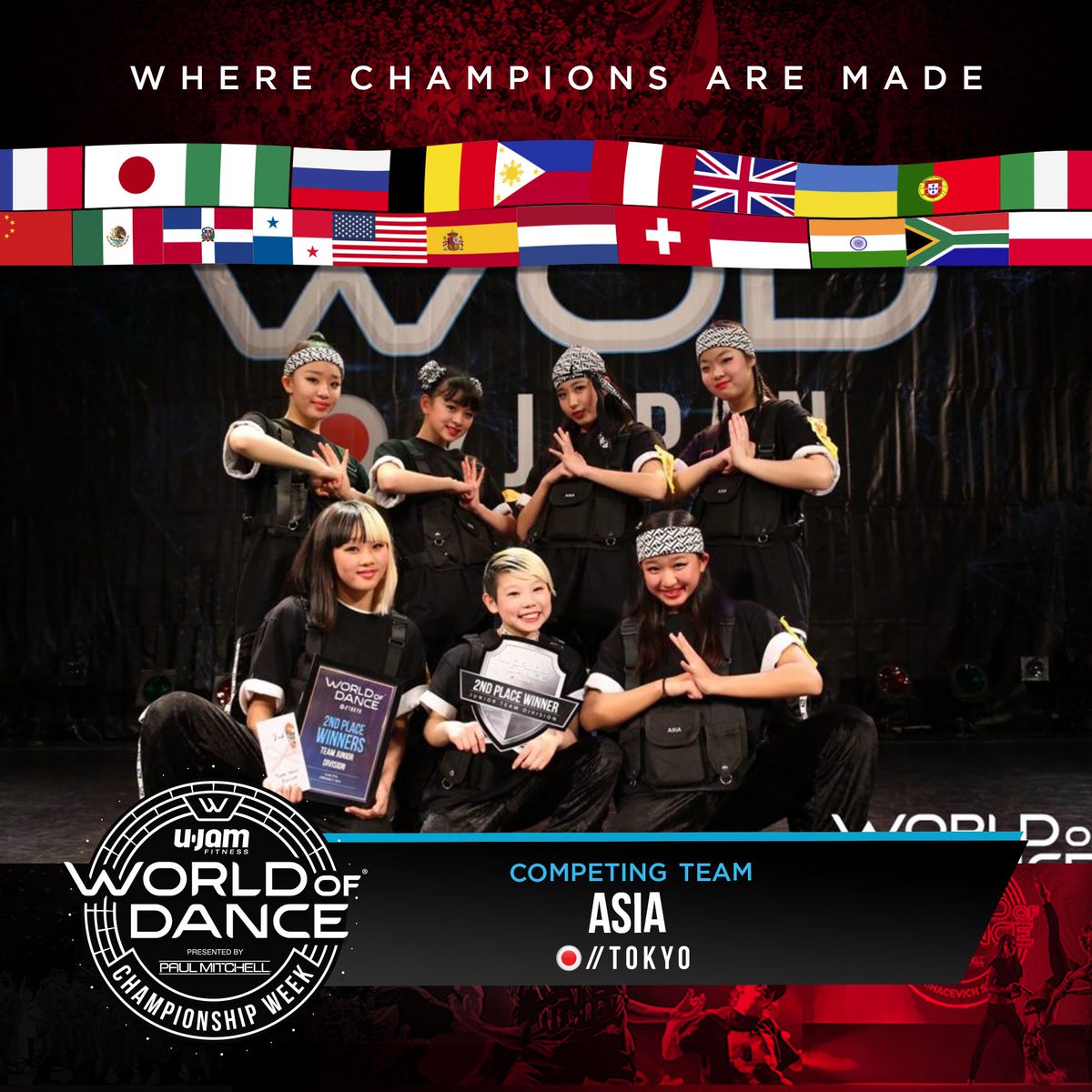 WOD_JAPAN's tweet photo. Finalist: Team: ASIA
World of Dance Championship
July 26-30, 2019
@THE GROVE OF ANAHEIM
2200 E KATELLA AVE, ANAHEIM, CA, 92806
#worldofdance #championship #WOD #WODCHAMPS19! #WODJP https://t.co/nRpHwcebzO