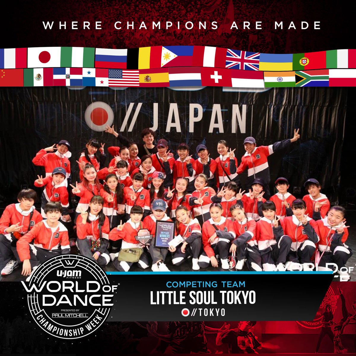 WOD_JAPAN's tweet photo. Finalist: Team: LITTLE SOUL TOKYO
World of Dance Championship
July 26-30, 2019
@THE GROVE OF ANAHEIM
2200 E KATELLA AVE, ANAHEIM, CA, 92806
#worldofdance #championship #WOD #WODCHAMPS19! #WODJP https://t.co/FsCpqWT5hJ