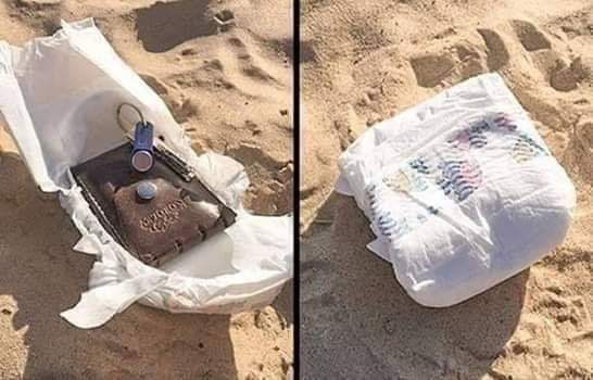 الطريقة الصحيحة لحفظ اشيائك من السرقة على شاطئ البحر 🙃😂