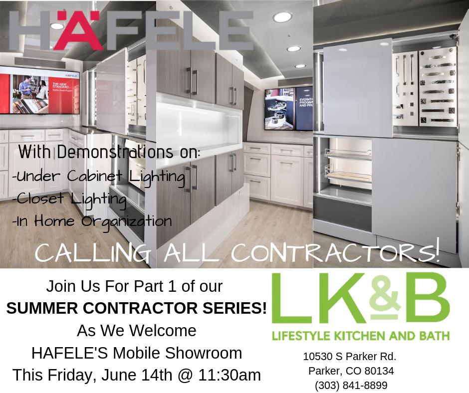 LifeStylKitBath's tweet photo. Attention all contractors, builders, and electricians! Join us this today, June 14th for demonstrations on under cabinet lighting, closet lighting, and in-home organization with HAFELE! We hope to see you there! https://t.co/ulJssv3YUL