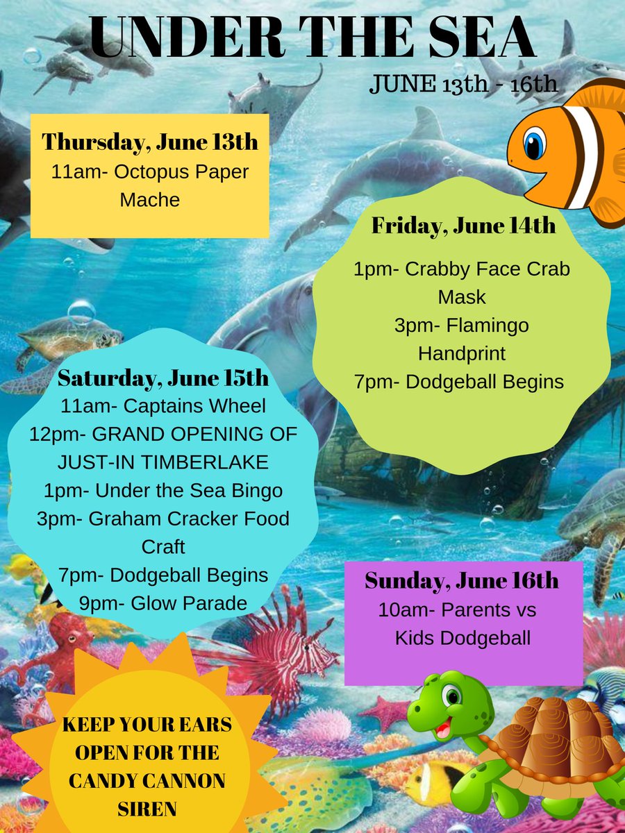 Grab those fins and flippers and join us under the sea this weekend at the ridge! timberridgeresort.net #timberridgetc #undertheseacamp