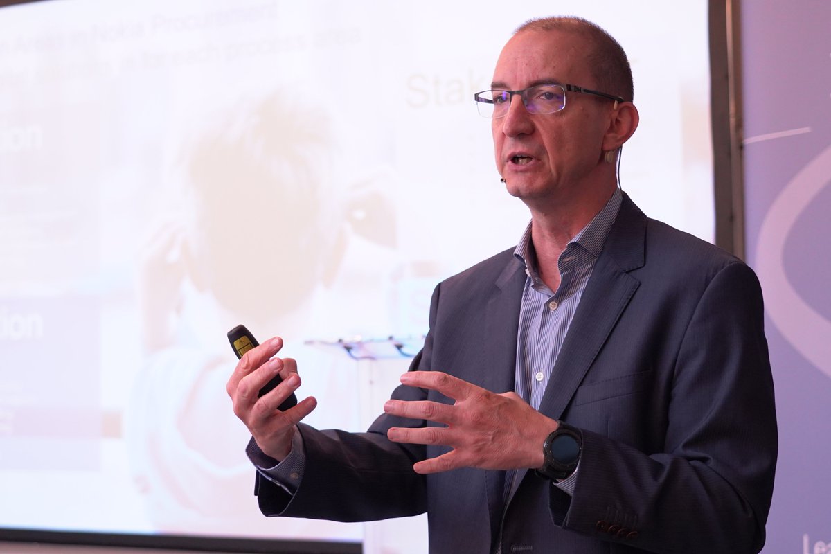 Luxatia_intl's tweet photo. Emilio Zambade presenting the #procurement strategy digitalization of @nokia now at the #WDPS2019 https://t.co/1zvCVAC7KA