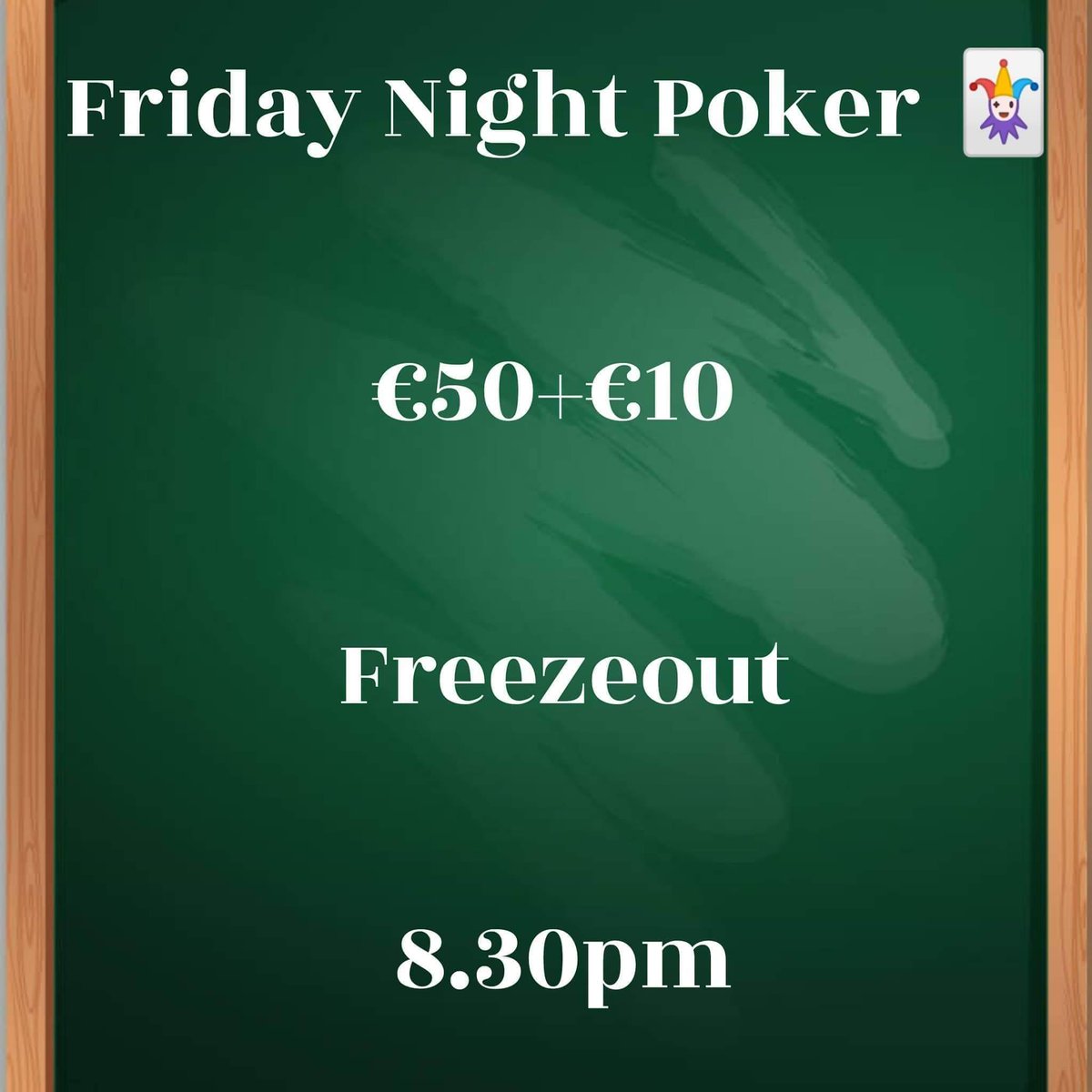 sullyskillarney's tweet photo. The @TheCueClub147 presents Friday Night Poker 🃏 takes place at Sully's Bar, Killarney

8.30pm

€50+€10 Freezeout

#Killarney #Kerry #Ireland #Poker @GreatIslMedia https://t.co/Z1oafQCjT8