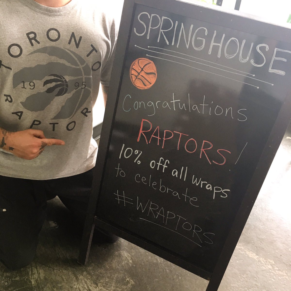 springhouse_hfx's tweet photo. CONGRATS RAPTORS! 🏀 10% off all wraps today! #WRAPTORS 😂 @Raptors #halifax #wethenorthend https://t.co/9kTzNHu9UZ