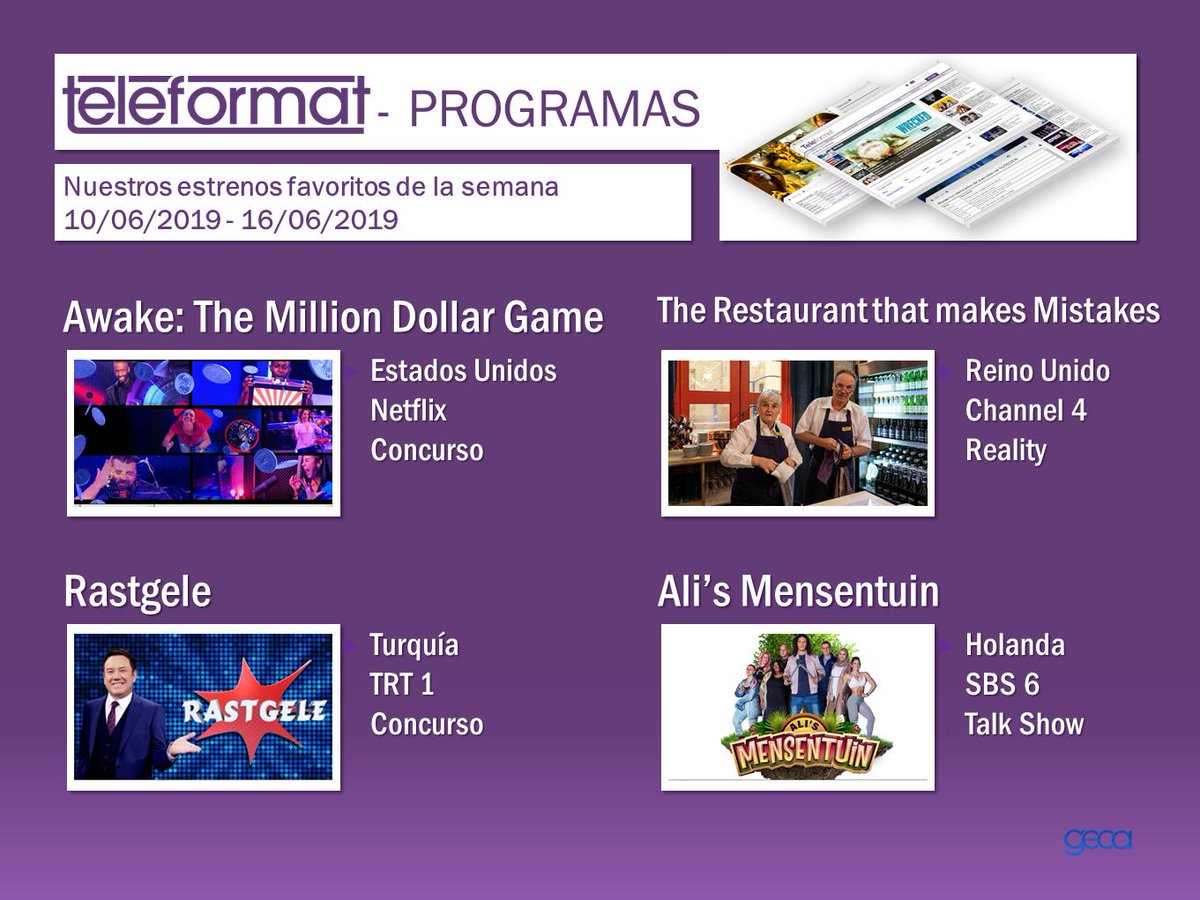 teleformat's tweet photo. Como todo #BuenViernes , aquí os traemos nuestros estrenos favoritos de entretenimiento de la semana. Dos #concursos 🇺🇸🇹🇷, un #reality 🇬🇧y un #talkshow 🇳🇱se cuelan esta semana en nuestra selección. ¡Echa un vistazo!
#FelizViernesATodos #viernes #teleformat #formatos #estrenos #tv https://t.co/0l3thX1ByJ