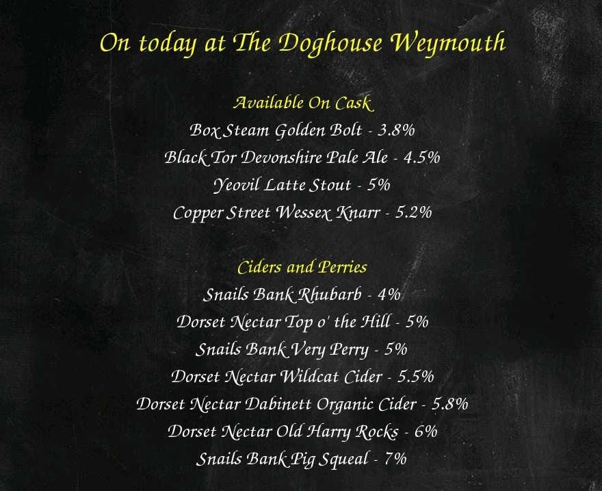 The Doghouse Micro Pub Weymouth (@doghouse_pub) on Twitter photo On the bar today! Beer Board: goo.gl/1t4kAP
#CopperStreetBrewery
We also have ales coming soon from:
#BranscombeValeBrewery <a href="/WriggleBrewery/">wriggle valley brewery</a> #BurningSkyBrewery <a href="/Mallinsons/">Mallinsons</a> <a href="/Wadworth/">Wadworth Brewery</a> On the bar today! Beer Board: goo.gl/1t4kAP
#CopperStreetBrewery
We also have ales coming soon from:
#BranscombeValeBrewery <a href="/WriggleBrewery/">wriggle valley brewery</a> #BurningSkyBrewery <a href="/Mallinsons/">Mallinsons</a> <a href="/Wadworth/">Wadworth Brewery</a>