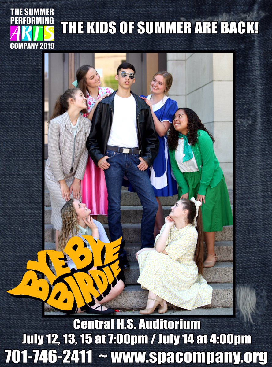 The kids of summer are, indeed, back! However, we aren’t quite ready to be “Goin’ Steady” just yet.  <a href="/gfherald/">Grand Forks Herald</a>  “Bye Bye Birdie” opens in July (not today). We appreciate your eagerness to see our shows! #OneLastKissWillHaveToWait #SPA32
