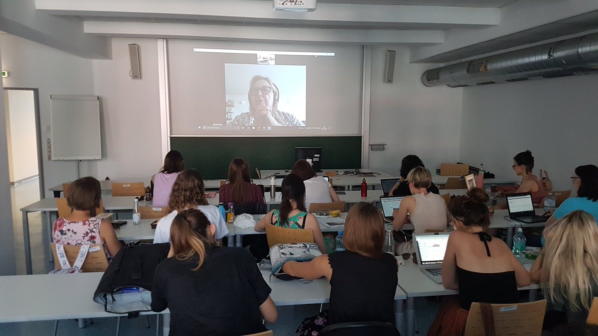 ContentGraz's tweet photo. It's the last #cos17 presence weekend in Graz and they are spending today with governance and @rahelab. Sometimes technology is really helpful, because even though Rahel couldn't fly to Graz due to illness, she's with via Zoom. And discussions with students continue! :) https://t.co/koH7IeaHDN