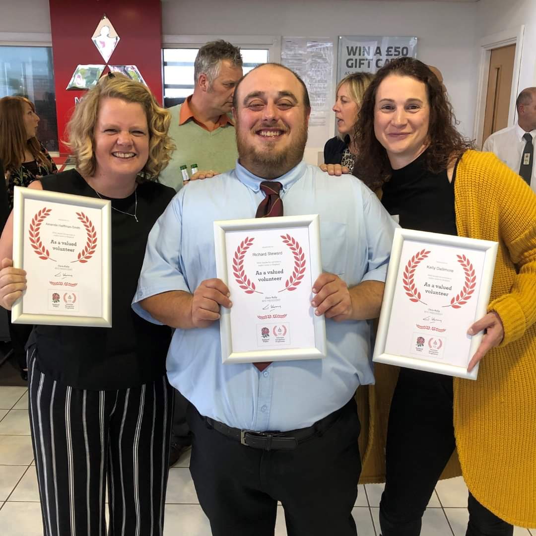 LonglevensRugby's tweet photo. We are extremely proud to see our volunteers rewarded by the @MitsubishiUK Volunteer of the Year Scheme. Thank you for everything you do Amanda Halffman-Smith, Richard Steward &amp; Kelly Dallimore! 

#GRFU #MMVRP #GlosBiz #Gloucester

@glosgriffins @gloucesterrugby @GR_CommunityDpt https://t.co/aeK8CxAkLD