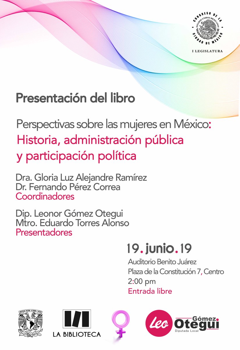 LeonorOtegui's tweet photo. Te invito a la presentación del libro "Perspectivas sobre las mujeres en México", en la que contaremos con sus coordinadores Gloria Luz Alejandre y Fernando Pérez

¡Nos vemos el próximo miércoles! 

#EstoyDeTuLado 

@UNAM_MX https://t.co/ixmmXf6192