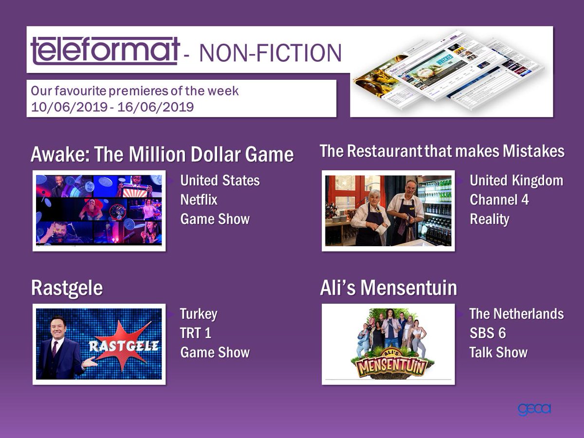 teleformat's tweet photo. Like all #Fridays, here you have our favourite non-fiction premieres of the week. Two #game shows 🇺🇸🇹🇷, a #reality show 🇬🇧and a #talk show 🇳🇱enter our selection. Take a look!👀 
#happyfridaytoallofyou #Friday #teleformat #formats #premieres #tv https://t.co/ZtQSs9rdoF