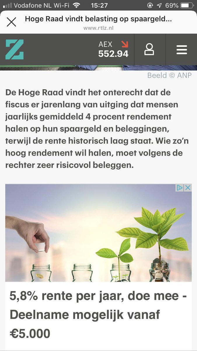 mrHarmsen's tweet photo. Prima advertentie bij het nieuwsbericht. Wat loopt die Hoge Raad nou te zeuren? Lukt dus makkelijk. @RTLZ #vermogensrendementsheffing #rendement https://t.co/xm7WDIFE8L